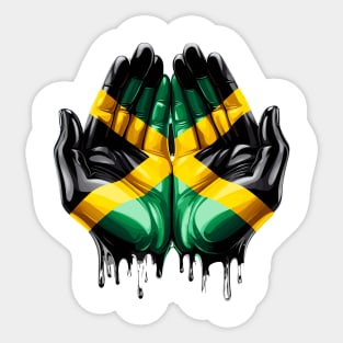 Jamaica Flag Hands Sticker